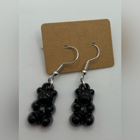 Gummibear Dangle Fashion Earrings Black - Picture 1 of 2
